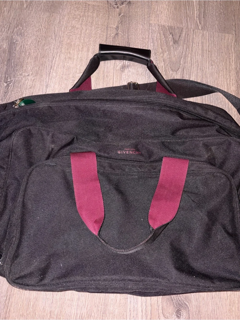 Givenchy Black Duffel with Burgundy Handles
